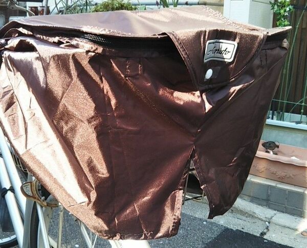 自転車用品　後カゴ用カバー　２段式ファスナーバスケットカバー 　ノーマルサイズ　撥水加工済　【ブラウン（茶色）】　MARUTO 　