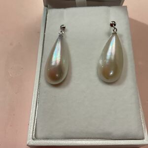 k14WG tears type mabe pearl earrings 