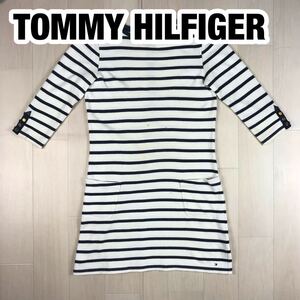 TOMMY HILFIGER トミー ヒルフィガー チュニック ワンピース M ボーダー ネイビー ホワイト