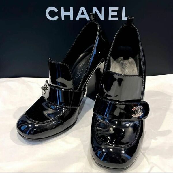 【正規品】CHANELターンロックハイヒールパンプス