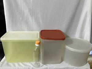  tapper wear Tupperware preservation container large rectangle deep type round 3 piece set summarize SSja Ian to6.2 MM square 5.5 Showa Retro 