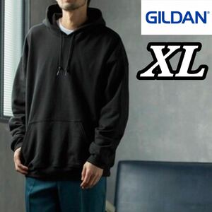 【新品未使用】GILDAN ギルダン 8oz プルオーバー 無地かぶりパーカー 裏起毛 黒 ブラック XL