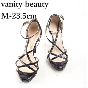 LK7378*vanity beauty*ヴァニティービューティ*レディースサンダル*M-23.5cm*エナメル黒