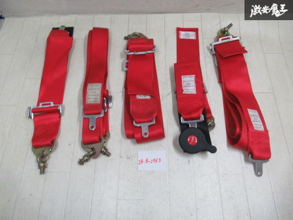 訳あり】 - サベルト 4点式シートベルト 3インチ カムロック 赤 右