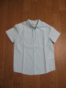 【送料無料】半袖シャツ　H＆M　緑細ストライプシャツ　110　(美品)