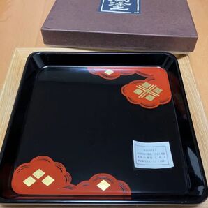 【未使用】翁知屋 菱形金箔 秀衡紋様 雲紋様 角盆