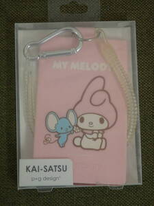 KAI-SATSMY MELODY / マイメロディ p+g design　マイメロディのイラストがかわいい！カールコード付きパスケース ピンク 送料120円～