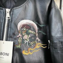 最高峰EU製＆定価11万◆UABONI*ユアボニ*フライトジャケット*フランス*パリ発◆中綿入り 横須賀 高級刺繍 PUレザー スカジャン MA-1 XL/50_画像6