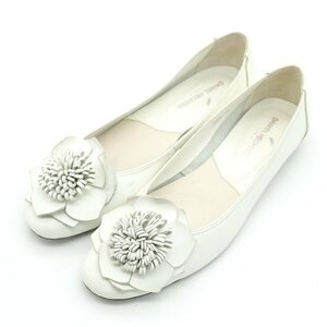  Daniel eshuteru pumps leather flower motif flat shoes brand shoes lady's 38 size white DANIEL HECHTER