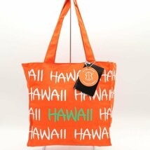 ロビンルース トートバッグ 未使用 キャンバス HAWAII ハワイ ロゴチャーム付 エコバッグ 鞄 レディース オレンジ RobinRuth_画像1