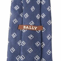 バリー ブランドネクタイ 総柄 スクエア柄 シルク メンズ ネイビー BALLY_画像3