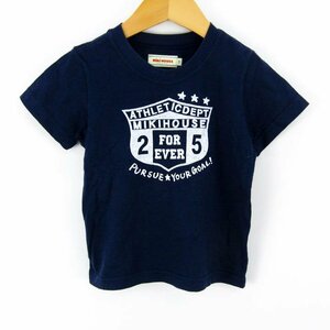 ミキハウス 半袖Tシャツ 前面プリント カットソー キッズ 男の子用 100サイズ 紺 MIKI HOUSE