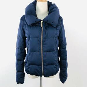 z060 down jacket L lady's short compact height feeling navy blue navy soft hand .. eminent plain winter protection against cold warm commuting for going to school for 