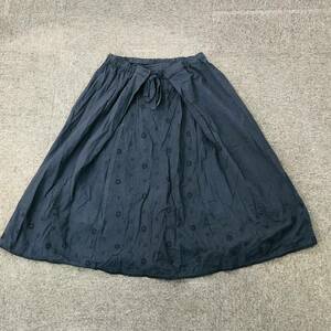 z265 SM2sa man sa Moss Moss skirt M eyelet race skirt waist rubber cotton 100% navy blue navy mi leak height natural stylish nature body 