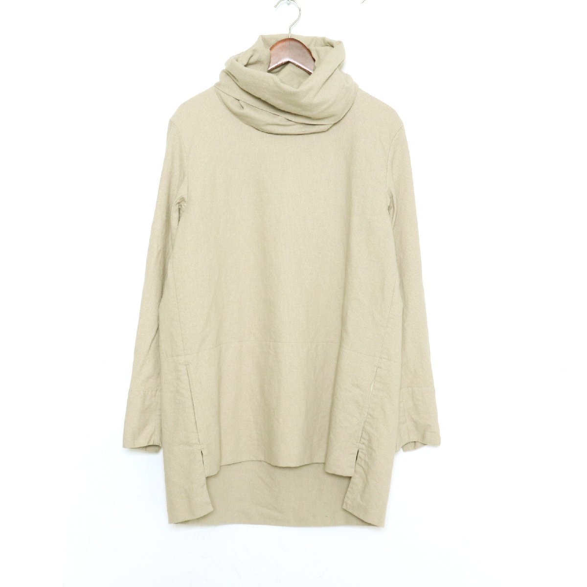 シュス SUS-SOUS カシミヤ混 ウールリネンハイネックプルオーバー ベージュ サイズ7 06-SS02614