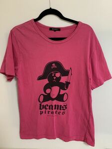 即決/BEAMS Pirates T-shirt/ビームス 半袖プリントTシャツ/Mサイズ/くま/クマ 海賊デザイン/綿/Tee/USED/使用感