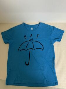 即決/Design Tshirts Store Graniphグラニフ半袖プリントTシャツ/BAT/こうもり/コウモリかさデザイン/SS/ブルー/USED/擦れ等