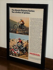 1973年 USA '70s 洋書雑誌広告 額装品 Honda Elsinore CR125M CR250M ホンダ エルシノア CR125 CR250 (A4サイズ)