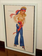 1970年 USA 70s vintage 洋書雑誌 イラスト ピンナップ 額装品 Vargas Girl バーガス ガール ”At this Fourth of July...” ( A3size ) _画像1