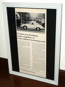 1965年 USA 洋書雑誌広告 額装品 Porsche 356 ポルシェ (A4size) / 検索用 60s アメリカ 店舗 ガレージ ディスプレイ 装飾 看板