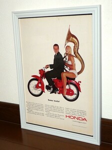 1964年 USA 洋書雑誌広告 額装品 Honda OHV 90 ホンダ (A4size)/検索用 ベンリイ C200 60s アメリカ 店舗 ガレージ ディスプレイ 看板 装飾