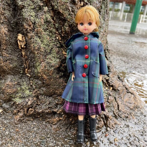L23015 リカちゃん ブライス ハンドメイド 服 レインコート チェック