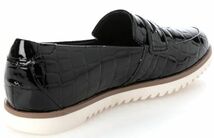 Clarks クラークス 23.5cm ブラック フラット パテント レザー エナメル クロコ 型押し パンプス ローファー スリッポン サンダル RRR91_画像9