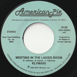 Klymaxx Meeting In The Ladies Room / I'd Still Say Yes American Pie US 9120 201905 SOUL FUNK ソウル ファンク レコード 7インチ 45