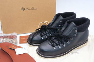 新品 ロロピアーナ Laax Walk Ankle Boot ディアスキンアンクルブーツ 内側ヌートリアファー 定価45万 鹿革 ブラック 黒 シューズ 靴 43