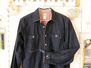 ♪服1440_P6♪ 長袖　デニムシャツ Eddy 大東紡織（株） 日本製 サイズS(大きめで推定M～L位) Used ～iiitomo～