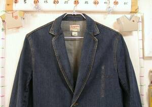 ♪服1481_P6♪ 長袖　デニムジャケット(少しダメージ系) Turguoise BLUE JEANS ターコイズ 日本製 サイズS Used ～iiitomo～