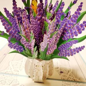 立体カード HANAKO 飛び出すカード ラベンダーA 花のカード グリーティングカード 多目的カード お礼状