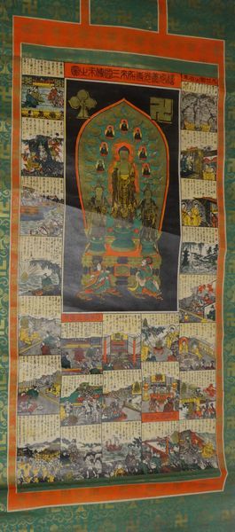 Rare Antique Shinshu Zenkoji Nyorai Three Provinces Transmission Picture Origin of Tenjiku Country Origin of Baekje Country Origin of Japan Zenkoji Nyorai Buddhist Painting Paper Scroll Buddhist Statue Buddhism Temple Painting, Artwork, book, hanging scroll