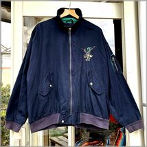 ★DAKS GOLF　80s　ジップアップ　ジャケット　ブルゾン　濃紺★検 ダックス ゴルフ ビンテージ 90s ma-1 古着 ビッグシルエット_画像1