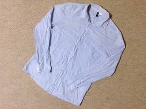 ★中古★H&M メンズ コットン 長袖シャツ Sサイズ 水色 メンズ ファッション ユニセックス エイチアンドエム