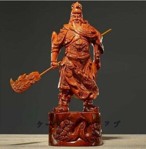 【ケーリーフショップ】関羽像 精密彫刻　極上品　仏師で仕上げ品 武財神　三国志高30cm