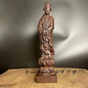 【ケーリーフショップ】沈香木彫り 仏像 観音菩薩 観音像 置物 彫刻 高さ：28cm