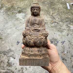 【ケーリーフショップ】大日如来座像 仏像 仏教美術 木の雕刻品 職人手作り 高さ約: 18cm