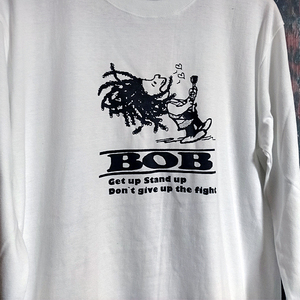 送込　チャーリーブラウン＆Bob Marley　ロンT　長袖Tシャツ　白 Mサイズ