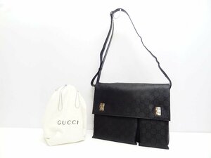 GUCCI グッチ GG柄 ショルダーバッグ ナイロン×レザー ブラック 0190308 斜め掛け 鞄 メッセンジャーバッグ ☆P