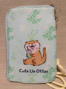 可愛い嘘のカワウソ ぬんぬん マルチケース Cute Lie Otter ポーチ,収納,カードケース,通帳ケース 首かけひも付き