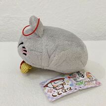 ＜未使用＞灰ねむねこ 5色の鹿の子柄リボンぬいぐるみ 「ねむネコ」 ★幅約10cm〈Ｂ_画像3