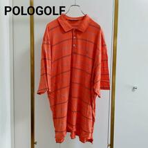 POLOGOLF/ポロゴルフオレンジ×ネイビーボーダーXLポロシャツ_画像1