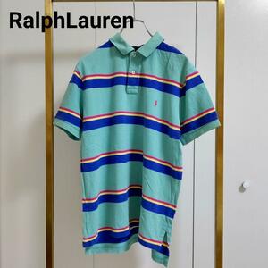 RalphLauren/ラルフローレン/L/グリーンボーダーポロシャツ