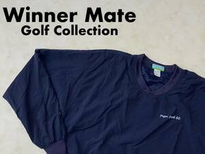 ☆送料無料☆ Winner Mate Golf Collection USA直輸入 古着 Vネック ウインドブレーカー ナイロン スニードジャック メンズ M ネイビー 