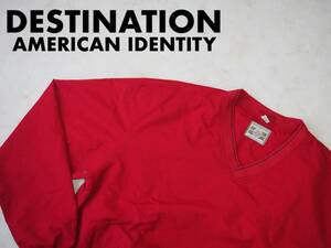 ☆送料無料☆ DESTINATIONS AMERICAN IDENTITY USA直輸入 古着 プルオーバー Vネック ウインドブレーカー メンズ M レッド 中古 即決