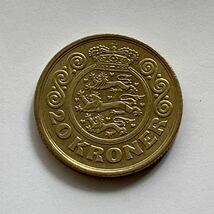 【希少品セール】デンマーク ハートデザイン 20クローネ硬貨 1990年 1枚_画像2