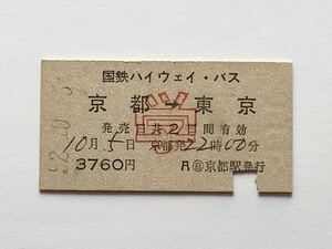 【希少品セール】国鉄ハイウェイバス 学割乗車券(京都→東京) 京都駅発行 0206