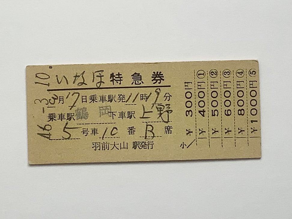 ヤフオク! -「特急いなほ」(コレクション用) (切符)の落札相場・落札価格