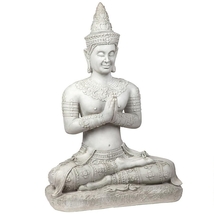 タイのアユタヤ王朝 座って祈る仏像彫像: ラージ彫刻 庭園 エントランス 芝生 レストラン 贈り物 輸入品_画像2